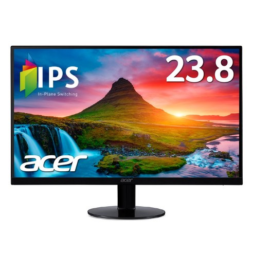 Acer 모니터 디스플레이 AlphaLine 23.8 인치 SA240YAbmi 풀 HD IPS 프레임리스 HDMI D-Sub 스피커 내장 블루 라이트 경감 박형, 23.8인치