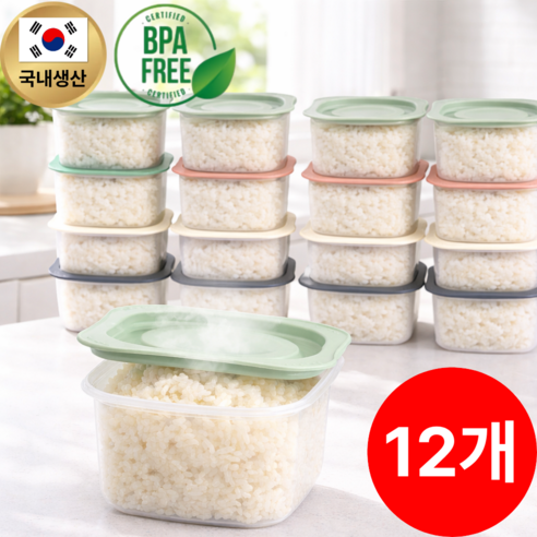 뚝땁 냉동밥 보관용기 전자렌지용 밥용기, 300ml, 12개