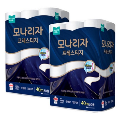 모나리자 프레스티지 천연펄프 3겹 40m 30롤X2팩(60롤) 106mm... 솔직 후기 | 실사용자 리뷰 분석 썸네일