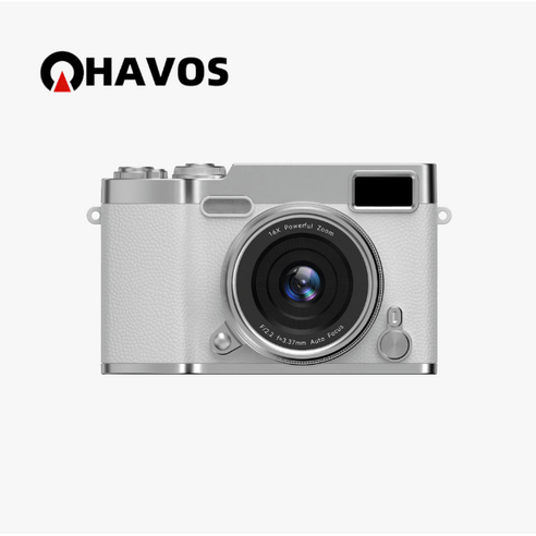 Havos 카메라 고화질 5000만화소 디지털카메라 CCD필터 휴대용 빈티지카메라 180도폴더 폰전송 고음질 녹화 화보촬영, 하얀색-512G