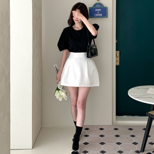 벌룬 미니 스커트 하이웨스트 항아리치마 유니크코코
