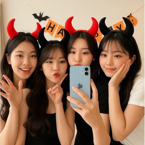 [큰손할인] 악마머리띠 여름파티 야구 응원 악마뿔 할로윈 코스튬 의상 장식 파티 헤어, 1개, 블랙