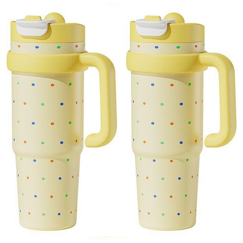 Tiger Pavilion 아이스 킹 듀얼 드링크 보온 텀블러, 2개, 1000ml, 옐로