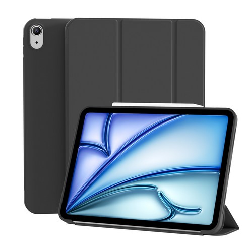 iPad 보호 케이스 자동 잠자기/깨우기 Apple 5/6/7/8/9/10/11 세대 10.2 Soft TPU Air/4/5/6/7 얇고 가벼운 보호 케이스 10.9인치에 적합, 검은색, 1개