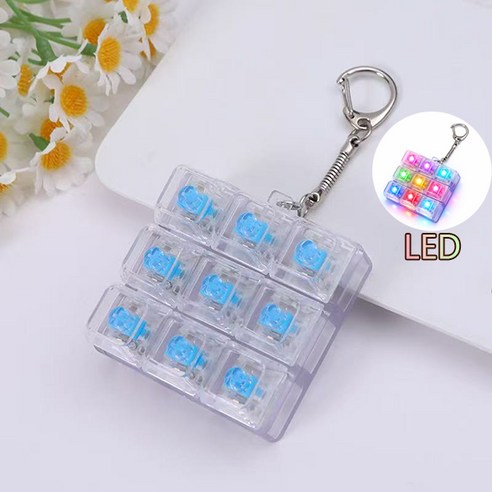 치프몰 기계식 키보드 투명 키캡 LED 열쇠고리 9캡, 1개, 흰색
