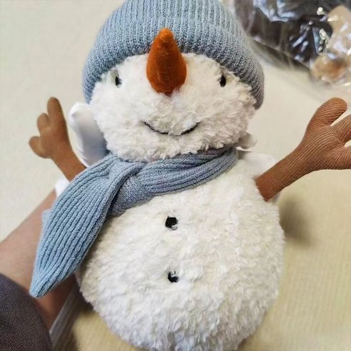FANSYLI 크리스마스 선물 크리스마스 봉제 인형 귀엽고 부드러운 눈사람 인형 크리스마스 단체 선물 크리스마스 장식 X2510O22, 1개, 화이트, 30cm