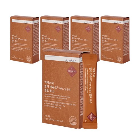 [본사직영] 여에스더 발아 카무트® 브랜드 밀 함유 발효효소(100만 unit 효소역가) 국민영양 프로젝트, 14회분, 5박스