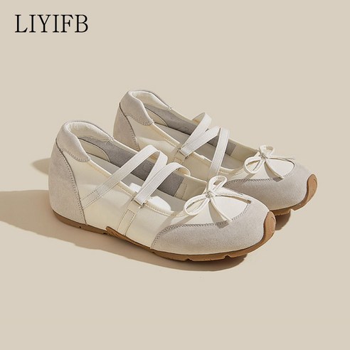 LIYIFB 소가죽 여성 키높이 메리제인 스니커즈 속굽 플랫슈즈 5cm