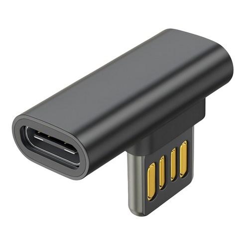 더블사이드 USB-A to C타입 꺾임형 양면 젠더, 1개, 블랙