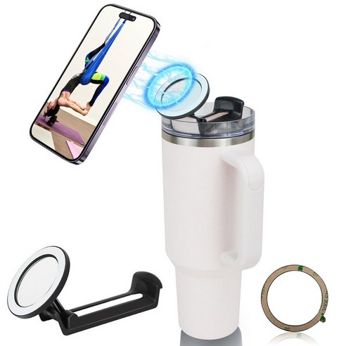 For 스탠리컵 전용 휴대폰 거치대 MagSafe 호환 가능 H40 Oz 텀블러 접이식 거치대 물병 휴대용 회전 가능 모든 케이스 사용 가능, 1개, 1.18L, 핑크색