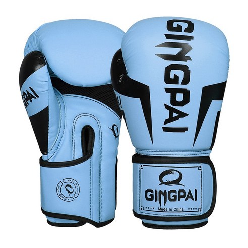 GINGPAI 권투 글러브 타이 트레이닝 글러브 격투 무술 장갑 6-12oz GG1H, 1세트, 스카이 블루