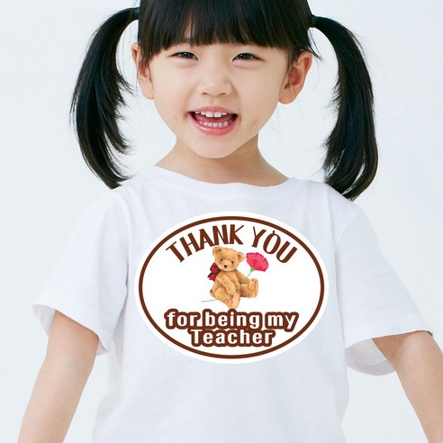 영어 유치원 학원 스승의날 일회용 의류 스티커 카네이션, 1개, 5번_테디베어