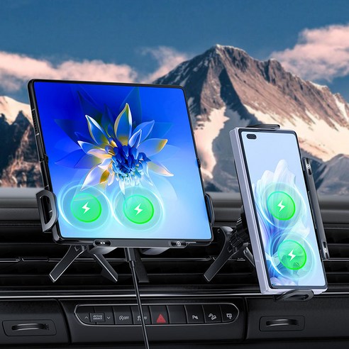 15W 초고속 충전 접이식스크린 차량용 스마트 거치대 자동 회전 +1초 초강력 고정 다양한 모델에 적용 가능 이미지 2