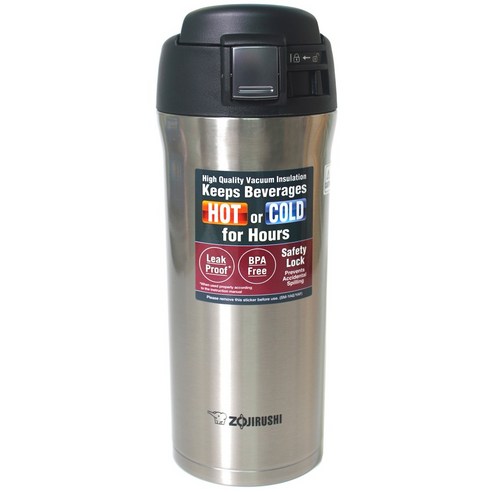 조지루시 와이드 원터치 보온/보냉물병, 실버, 480ml, 1개