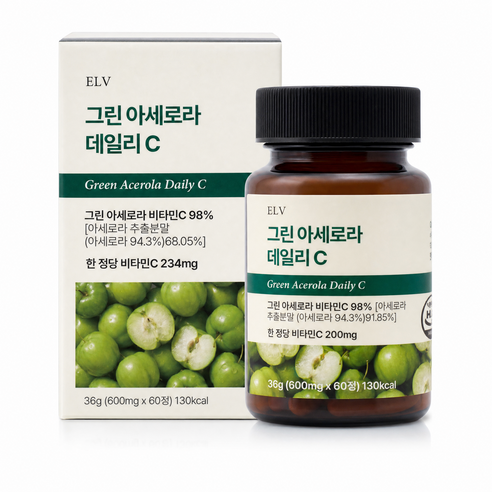 엘리브 그린 아세로라 데일리 C 천연 비타민C, 1개, 60정