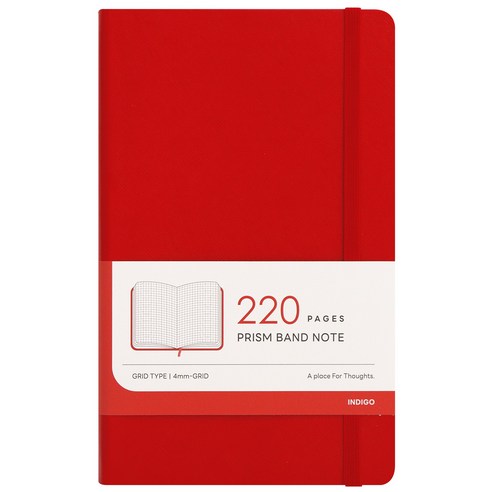 인디고 프리즘 모눈 노트 220 A5 밴드 양장 노트, 1개, 레드
