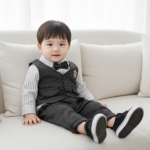 몽실이 댄디 보타이 조끼정장 3PCS 아동 어린이 남아용 가을 봄 상하세트 돌잔치 생일 웨딩 기념일 형제룩