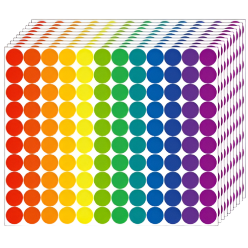 스노벨 컬러 원형 도트 스티커 13mm, 1개, S5183 혼합B형 1200pcs