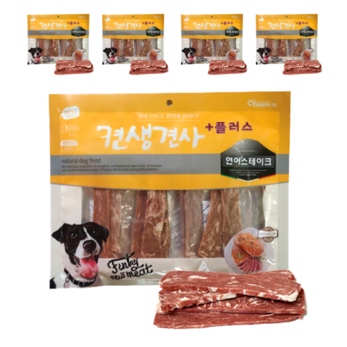견생견사 플러스 강아지 소 연어 오리 닭 전연령 말랑육포 영양간식