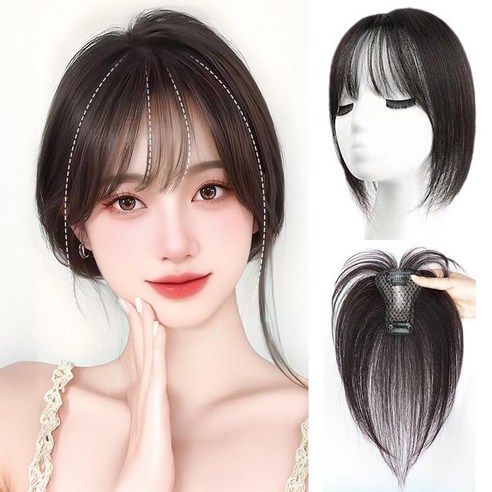 오비안 내추럴 풍성 볼륨 정수리 부분 가발, 1개, 앞머리O - 내추럴블랙