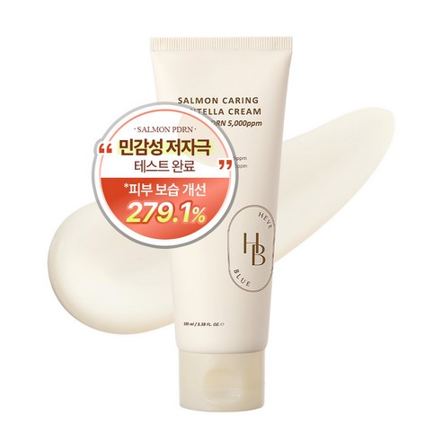[피부보습개선] 헤브블루 살몬 케어링 센텔라 크림 민감성 피부 진정 연어 PDRN, 1개, 100ml