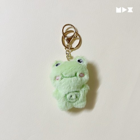 뽁뽁이 동물 소리나는 미니 사이즈 가방고리 키홀더 인형 키링 백꾸, 민트(개구리), 1개