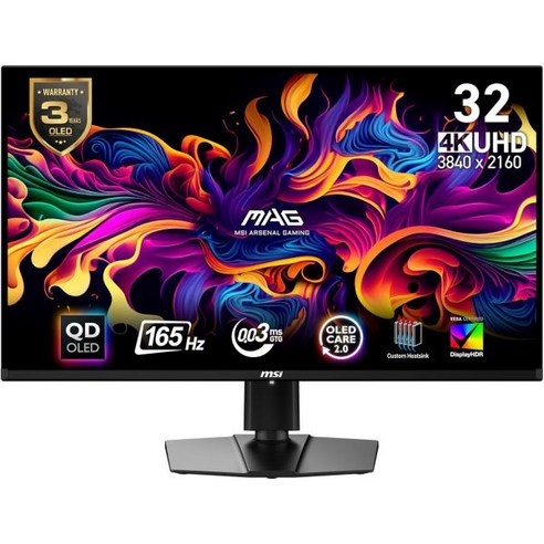 MSI MAG 321UP QD-OLED 32인치 3840 x 2160 (UHD) 컴퓨터 모니터 165Hz AMD 프리싱크 프리미엄 프로 HDMI 2.1 디스플레이 포트, MAG 321UP QD-OLED 32-inch 3840