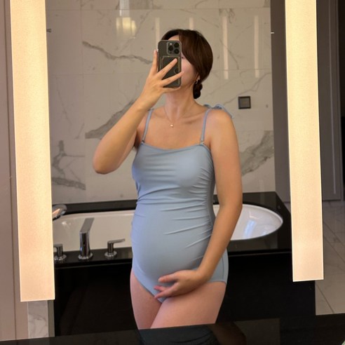 메르모던 숄더끈 모노키니 임산부수영복 태교여행 빅사이즈