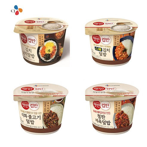 햇반컵반 철판제육덮밥 256g 3p + 스팸김치덮밥 251g 3p + 직화불고기덮밥 258g 3p + 김치날치알밥 188g 3p, 1세트