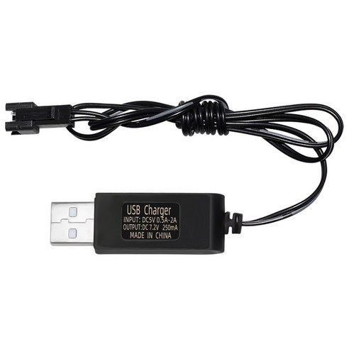 올칩 7.2V SM-2P USB RC카 드론 보트 호환 충전 케이블 리튬 배터리용 충전기 과충전 과전압 보호 장난감 전자기기, 1개, (SM-2P) 7.2v USB충전기(블랙)