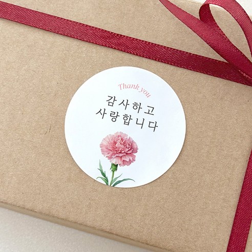 카네이션 가정의달 어버이날 스승의날 선물 포장 스티커 30개 로엣 [Thanks]