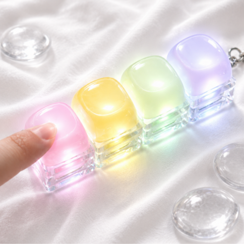 키캡월드 LED 조약돌 키캡 키링 클리커 딸깍이 키보드 키홀더, 1개, 조약돌 4구