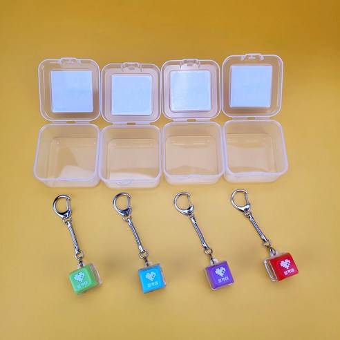 딸깍이 클릭커 1칸 불빛 4P 키캡 키링, 1세트, 1칸딸깍이4P