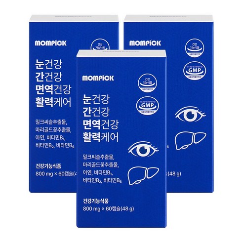 맘픽 눈건강 간건강 면역건강 활력 케어 루테인 밀크씨슬 아연 영양제, 3개, 60회분