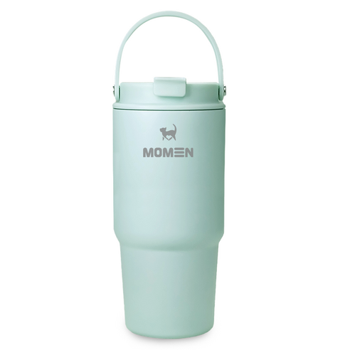 모멘 스트로우 텀블러 500ml 800ml 빨대텀블러 빨대내장형뚜껑 보온 보냉 이중진공, 민트, 1개
