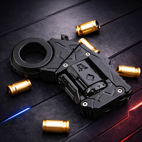 LuckSave 고급 풀메탈 권총 피젯 스피너, 1개, 매트 블랙