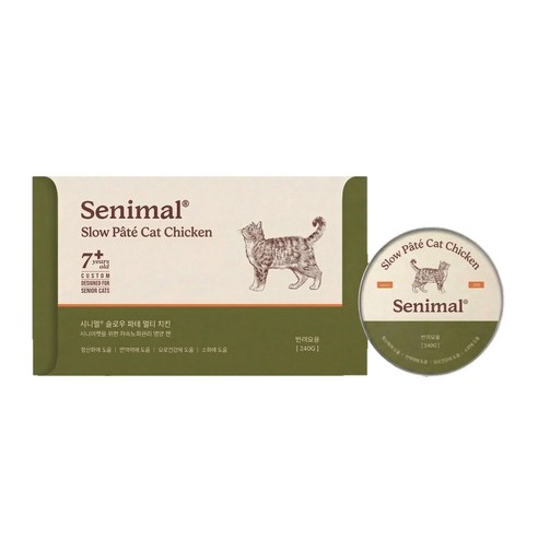 시니멀 슬로우 파테 캣 시니어캣 전용 저속노화 요로배려 노묘 습식 캔, 8개, 30g, 치킨