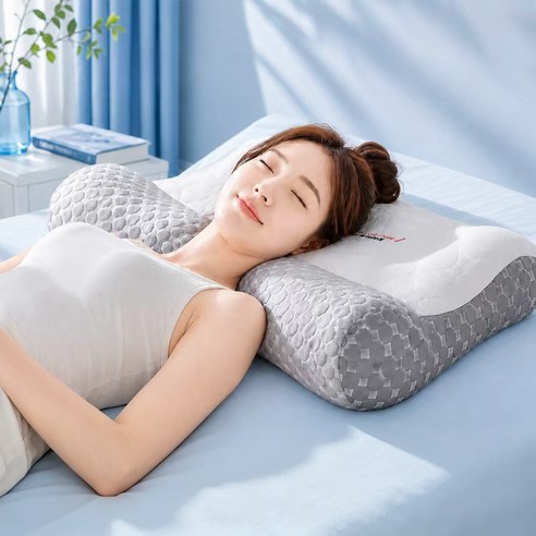푹신푹신한 수면 목베개 편안한 경추 베개, 1개, 멜란지화이트