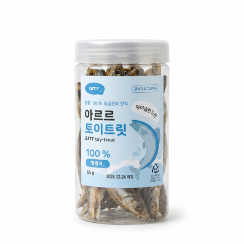 동원아르르 반려동물 토이트릿 미니 동결건조 간식, 열빙어, 65g, 1개