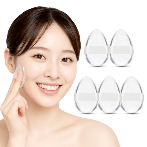 깔끔더하기 메이크업 실리콘 물방울 투명 퍼프, 5개, 투명 실리콘