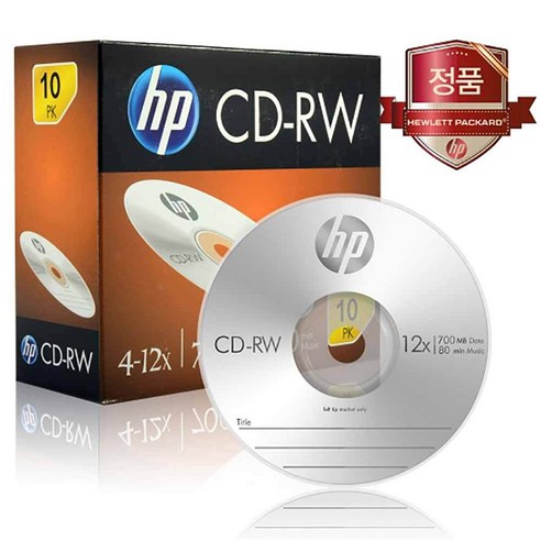 HP CD-RW 4-12X 700MB 슬림 케이스 10p, 1개