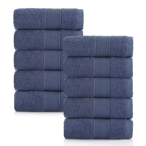 록신 호텔수건 타월 코면사 부드러운 540GSM 40수, 10개, 네이비 블루