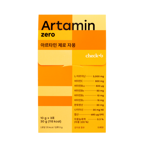 체크오 아르타민 제로 자몽 아르기닌 여자 여성 마시는 고함량 비타민 활력 분말, 30g, 1박스 - L 아르기닌