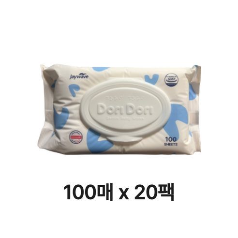 도리도리 퓨어 물티슈 리필형, 40g, 100매, 20개