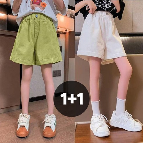 여아 와이드 허리밴딩 팬츠 반바지 2종세트