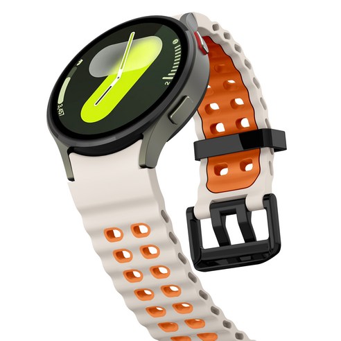갤럭시워치 호환 7 6 5 4 클래식 방수 스포츠 마린 스트랩 40mm 44mm 45mm 43mm 47mm 42mm 46mm, 스타라이트/오렌지