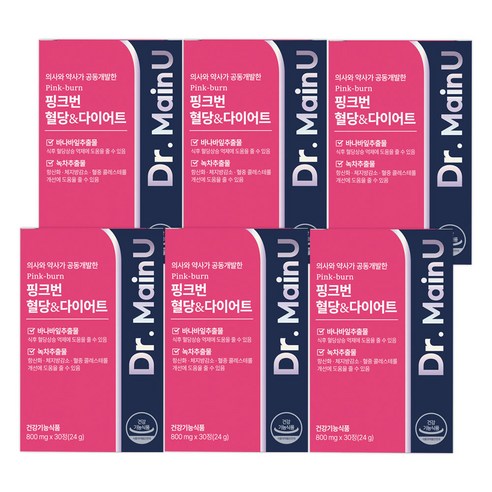 닥터메인유 핑크번 혈당 다이어트 바나바잎 카테킨 식후 혈당 상승 억제 체지방 감소, 30정, 6개 30정 × 6개, 개당 캡슐/정 × 수량 섬네일