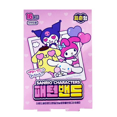 산리오 캐릭터 패턴 밴드 16매입 1개 표준형