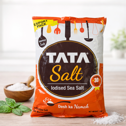 TATA Iodised Sea Salt 타타 식용소금 정제소금 요리용 프리미엄, 1kg, 1개