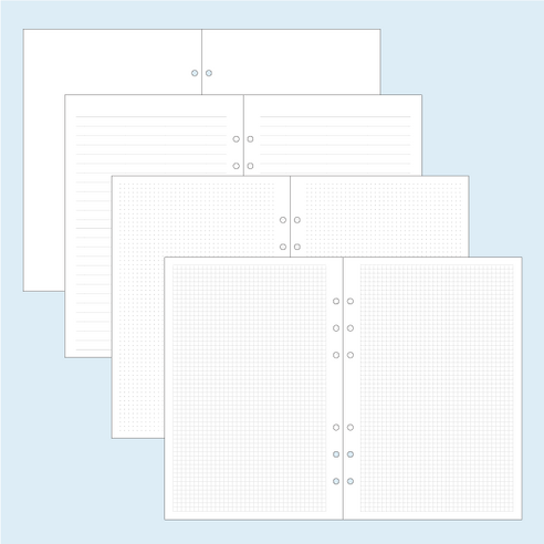 [속지] 줄 격자 점 무지 : 6공 다이어리 속지 리필내지, 무지노트(BLANK), 80p